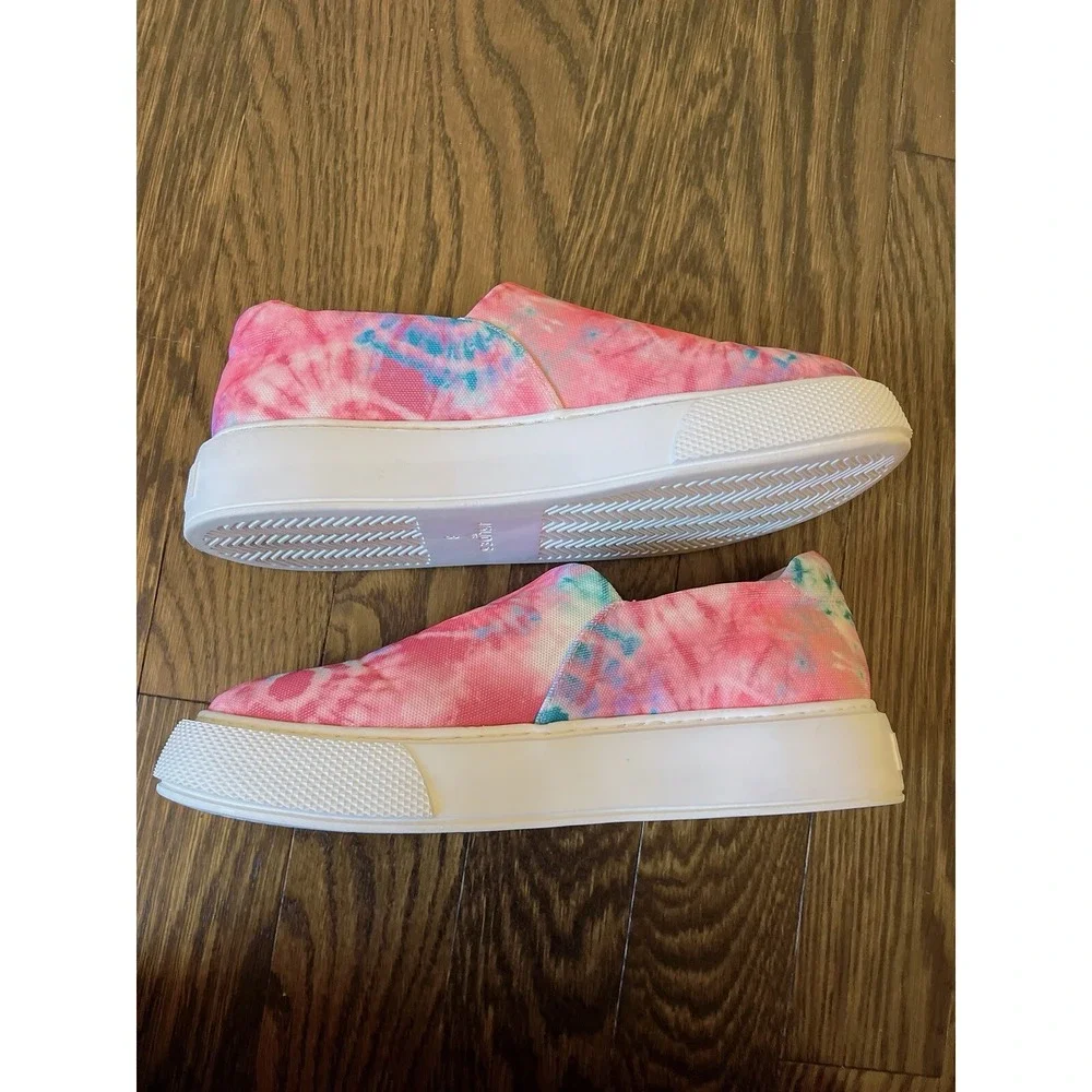 J/Slides dusty pink‎ blue tie dye strech fabric platform sneaker women size 8